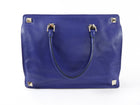 Valentino Cobalt Blue Leather Rock Stud Zipper Tote Bag