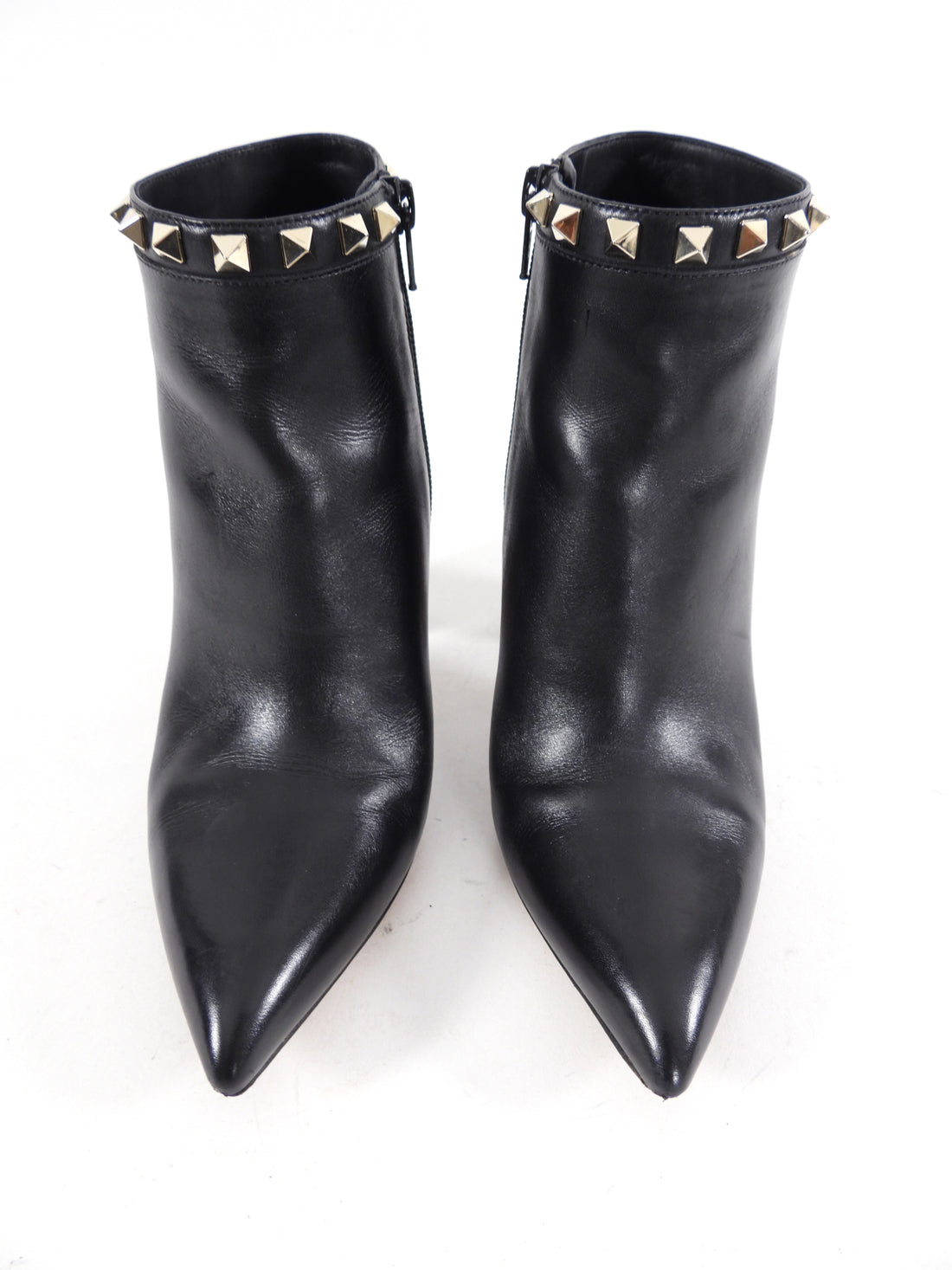 Valentino Black Leather Rock Stud Ankle Boots - 7.5