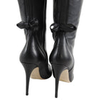 Valentino Black Leather Over the Knee Boots with Bows - 39.5
