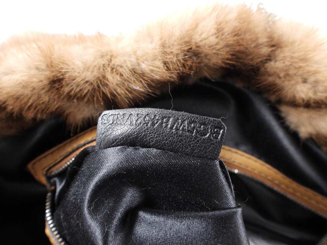 Valentino Brown Natural Mink Fur Bag with Jewelled Panther