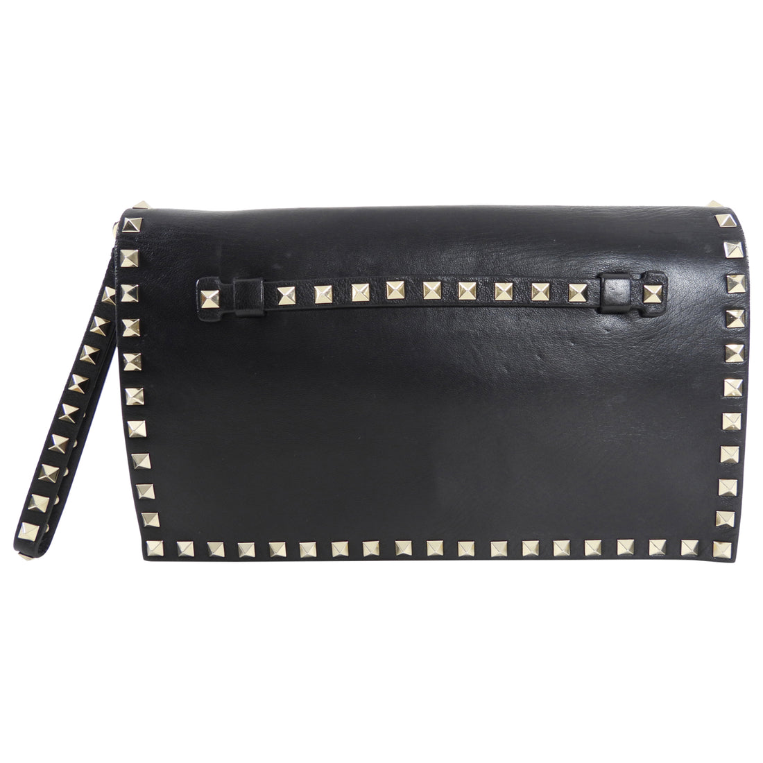 Rockstud leather clutch bag Valentino Garavani Black in Leather - 25214780