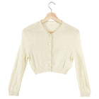 Valentino Cream Dotted Fine Knit Crop Cardigan Sweater - S (4 / 6)