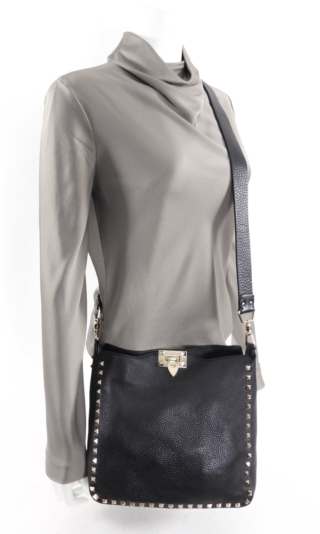 Valentino Rockstud Grained Leather Crossbody Bag