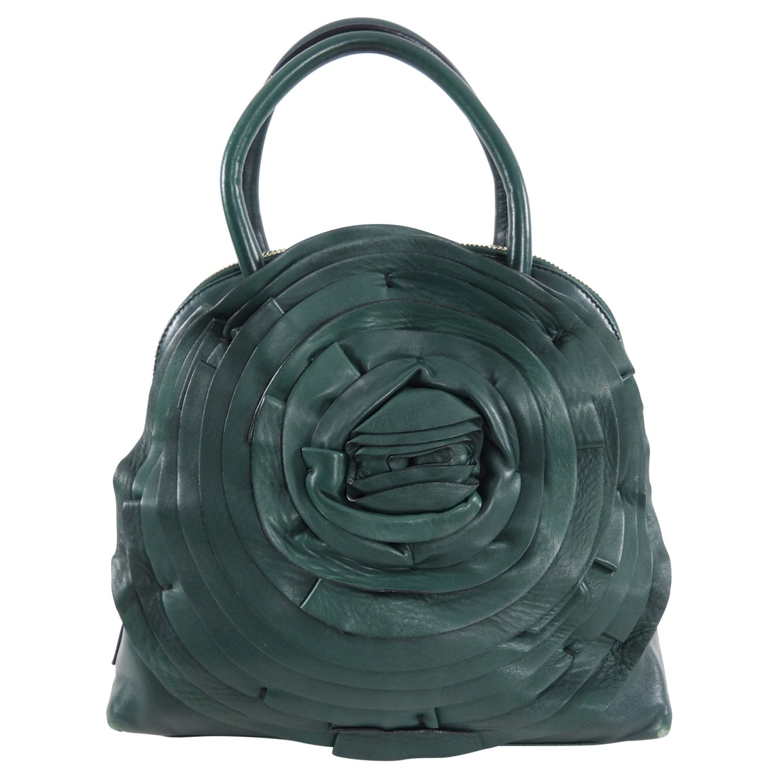 Valentino Dark Green Leather Rosette Bag