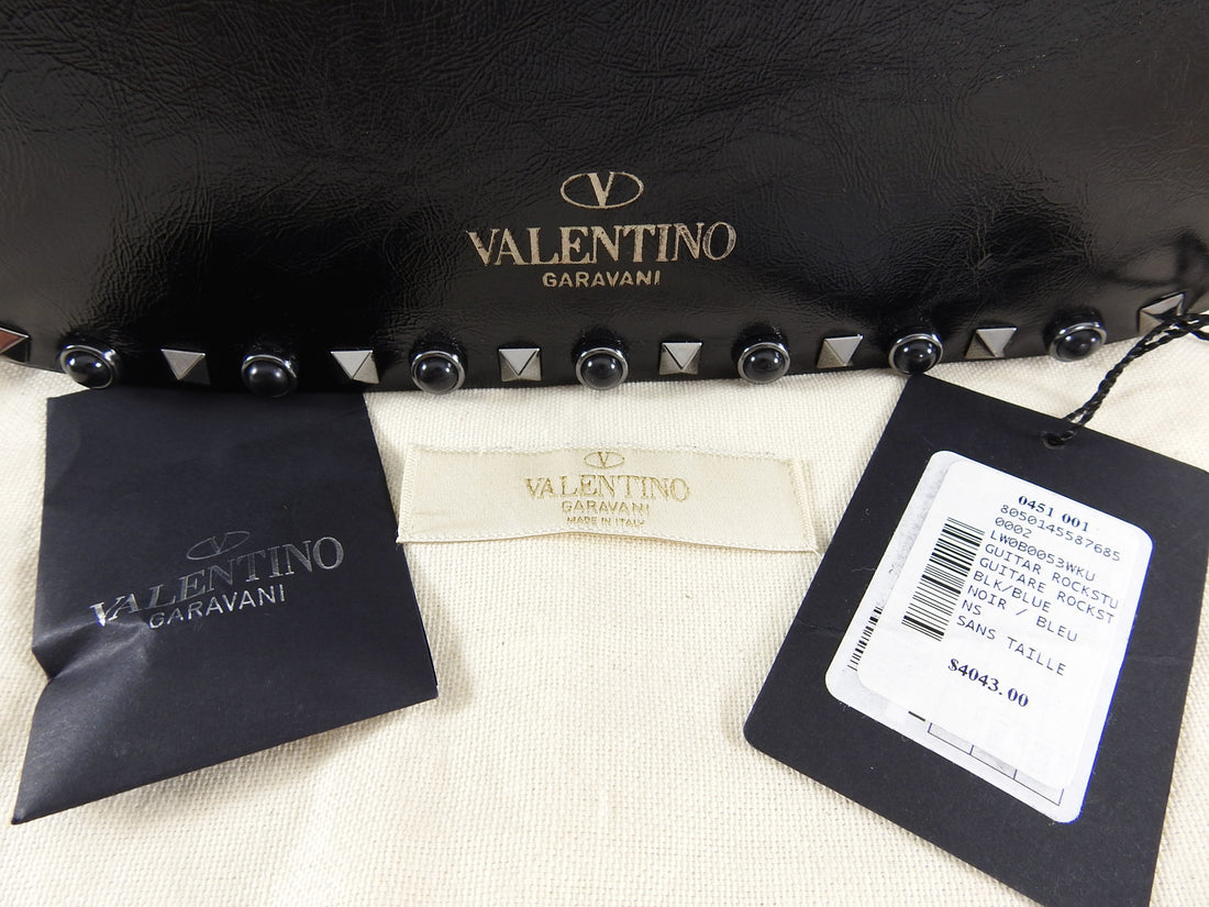 Valentino Noir Black Rockstud Rolling Guitar Strap Bag