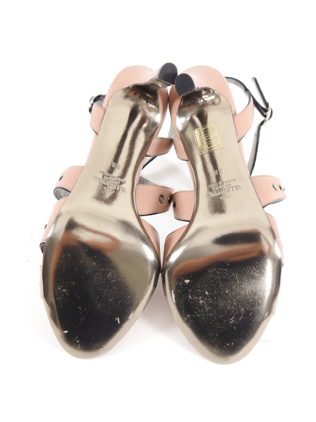 Valentino Dark Nude Strappy Jewel Embellished Sandals Heels - 38 / 7.5
