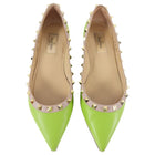 Valentino Lime Green Leather Rock Stud Flats - 37