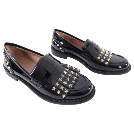Red Valentino Black Patent Stud Loafer Shoes - 8