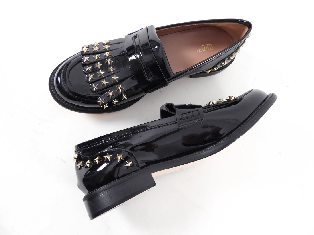 Red Valentino Black Patent Stud Loafer Shoes - 8