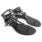 Valentino NOIR Black Caged Thong Rockstud Gladiator Sandal - 37
