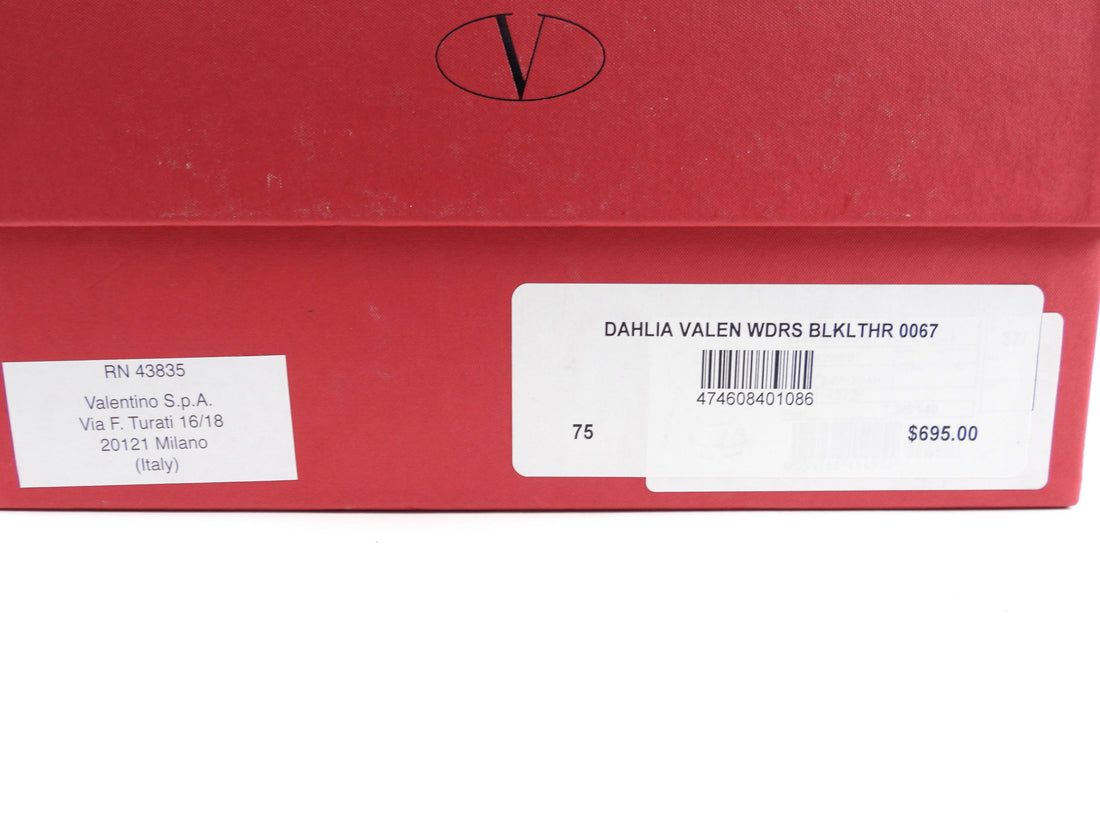 Valentino Black Peep Toe Leather Platform Heels - 37.5