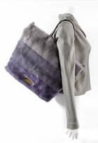 Valentino Purple Stripe Mink and Karung Lizard Tote Bag