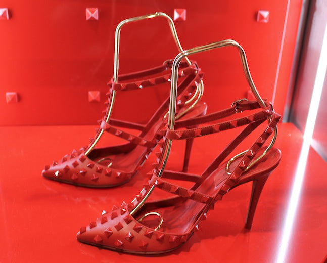 Valentino Rogue All Over Rockstud Red on Red Heels 100mm - 40