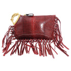 Valentino Red Python Small Fringed Zip Pouch