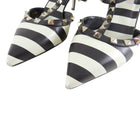 Valentino Black and Ivory Striped Triple Cage Rock Stud Heels - 40