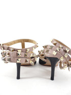 Valentino Triple Cage Rock Stud in Nude and Black Patent - 37