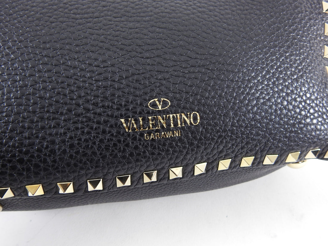 Valentino Rock Stud Black Leather Trapeze 2 Way Bag