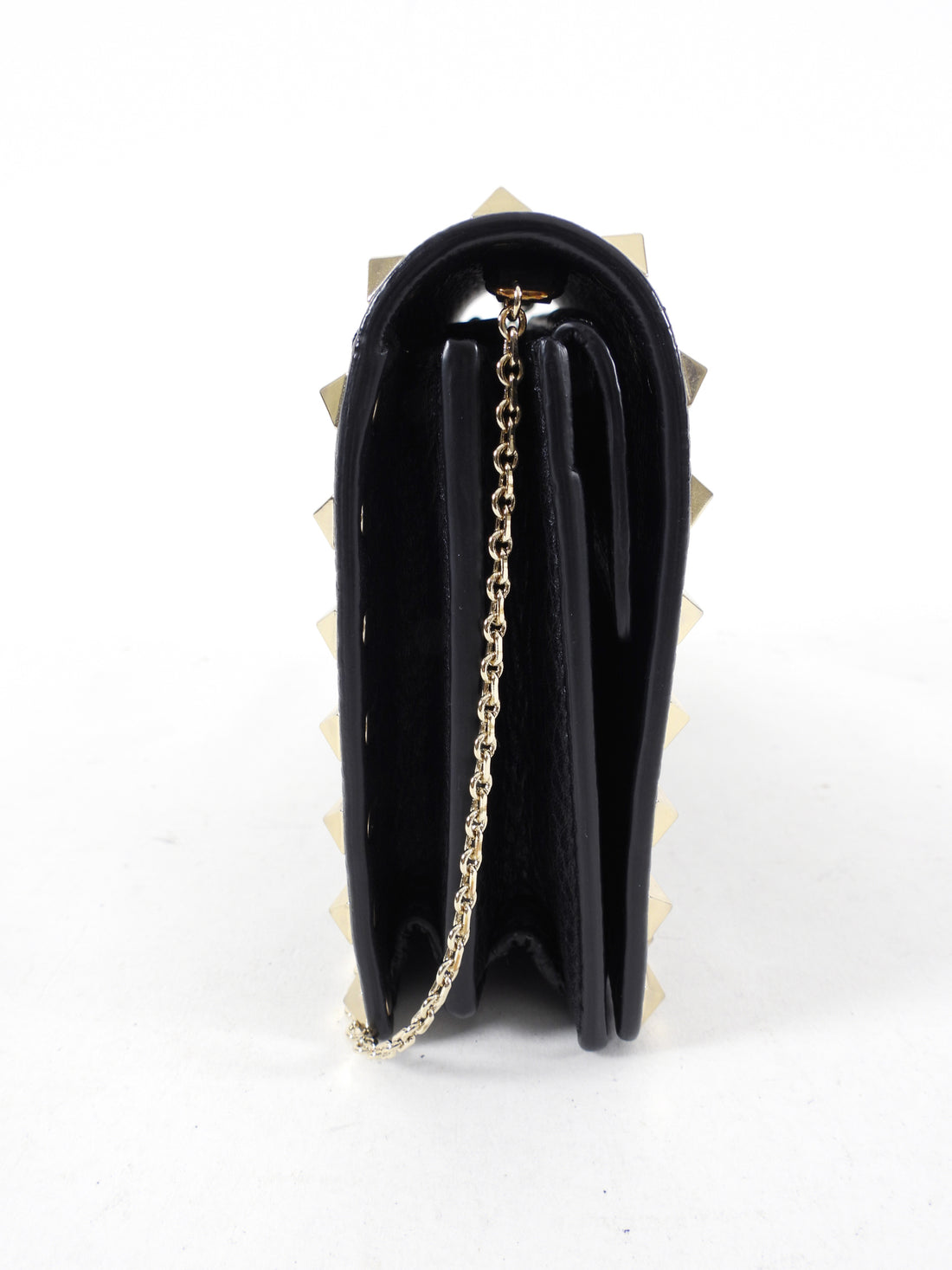Valentino Mini Rock Stud Black Leather WOC Wallet on Chain