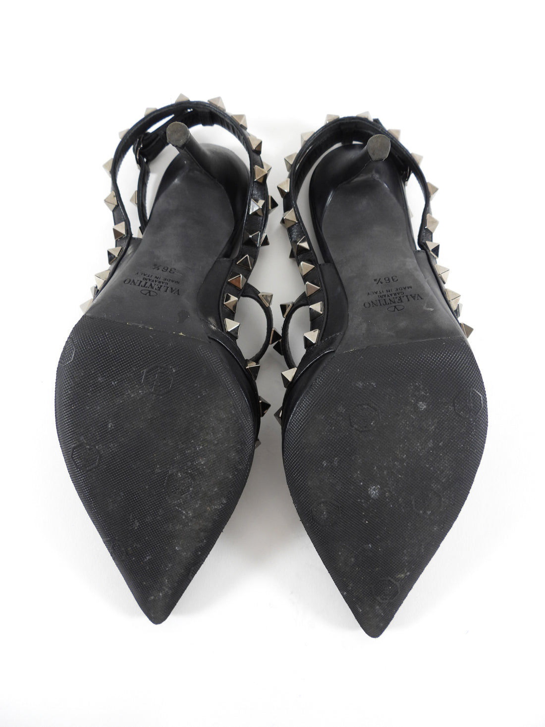 Valentino Black Rockstud Noir Caged Pointed High Heels - 36.5 / 6