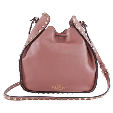 Valentino Small Dusty Rose Pink Rock Stud Drawstring Bag