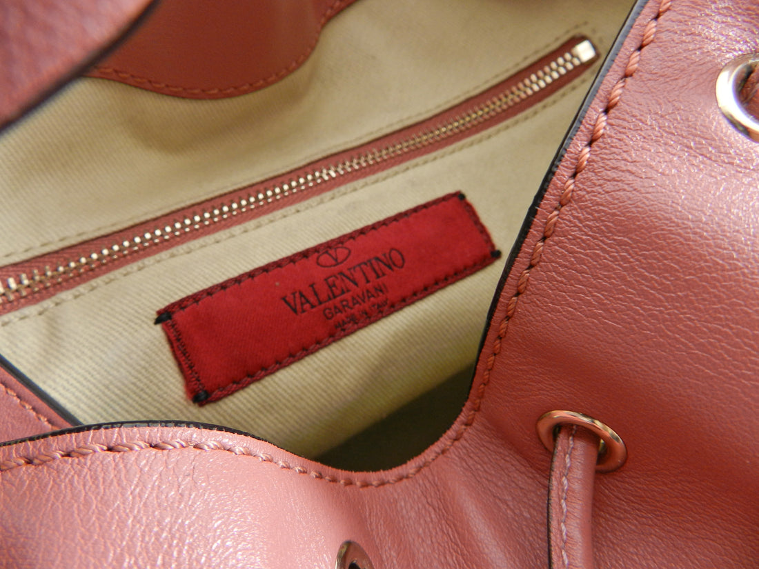 Valentino Small Dusty Rose Pink Rock Stud Drawstring Bag