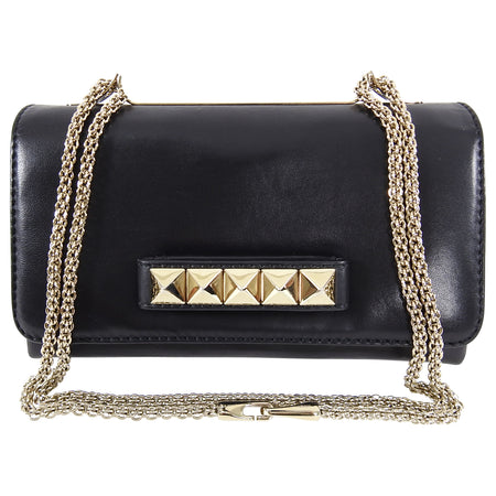 Valentino Va Va Voom Black Leather Chain Strap Shoulder Bag