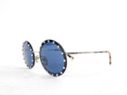 Valentino Dark Blue Round Sunglasses with Jewels