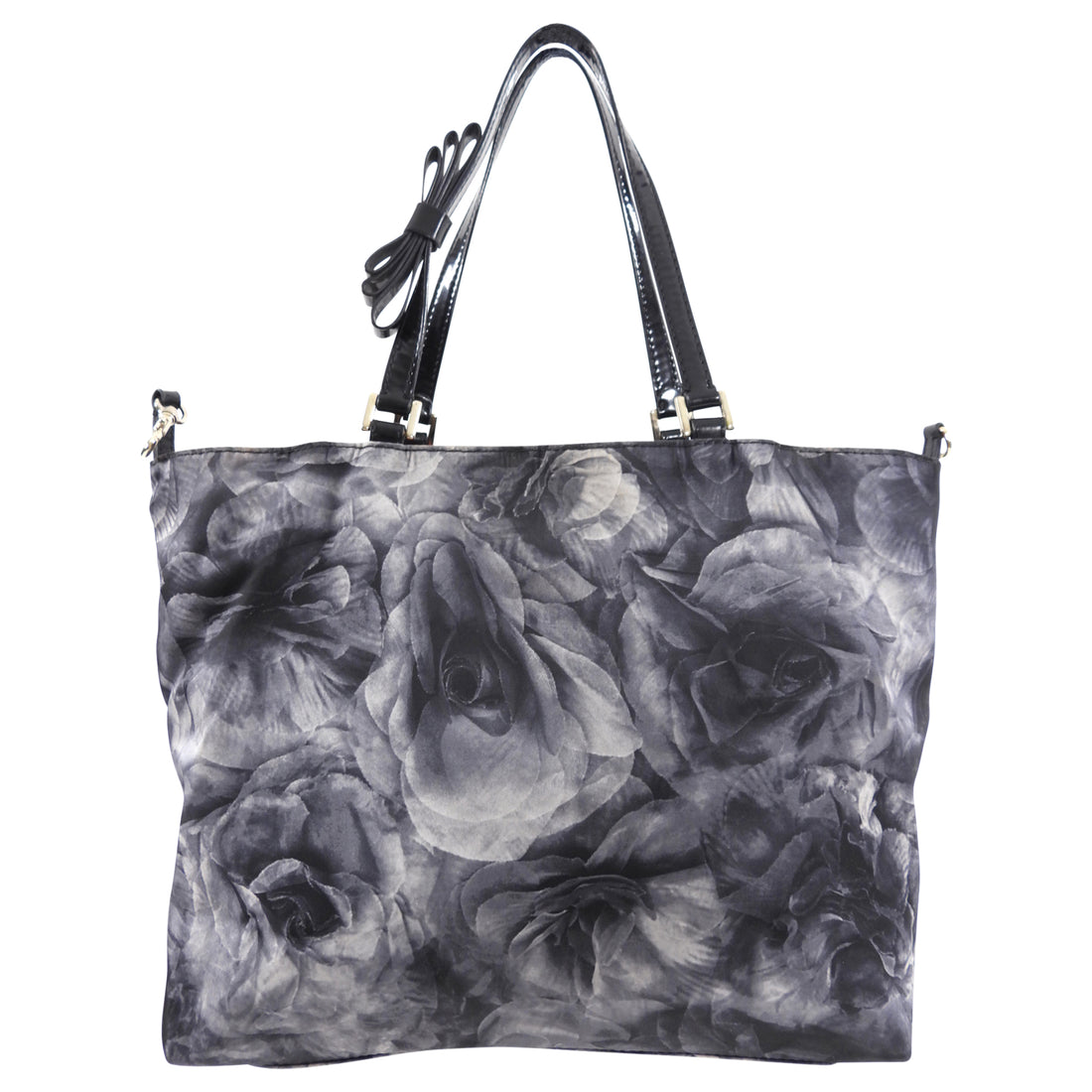 Valentino Grey Nylon Floral Small Tote Bag