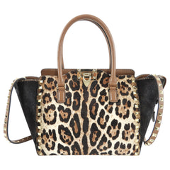 Valentino Crystal-Embellished Leopard Print Pony Hair Small