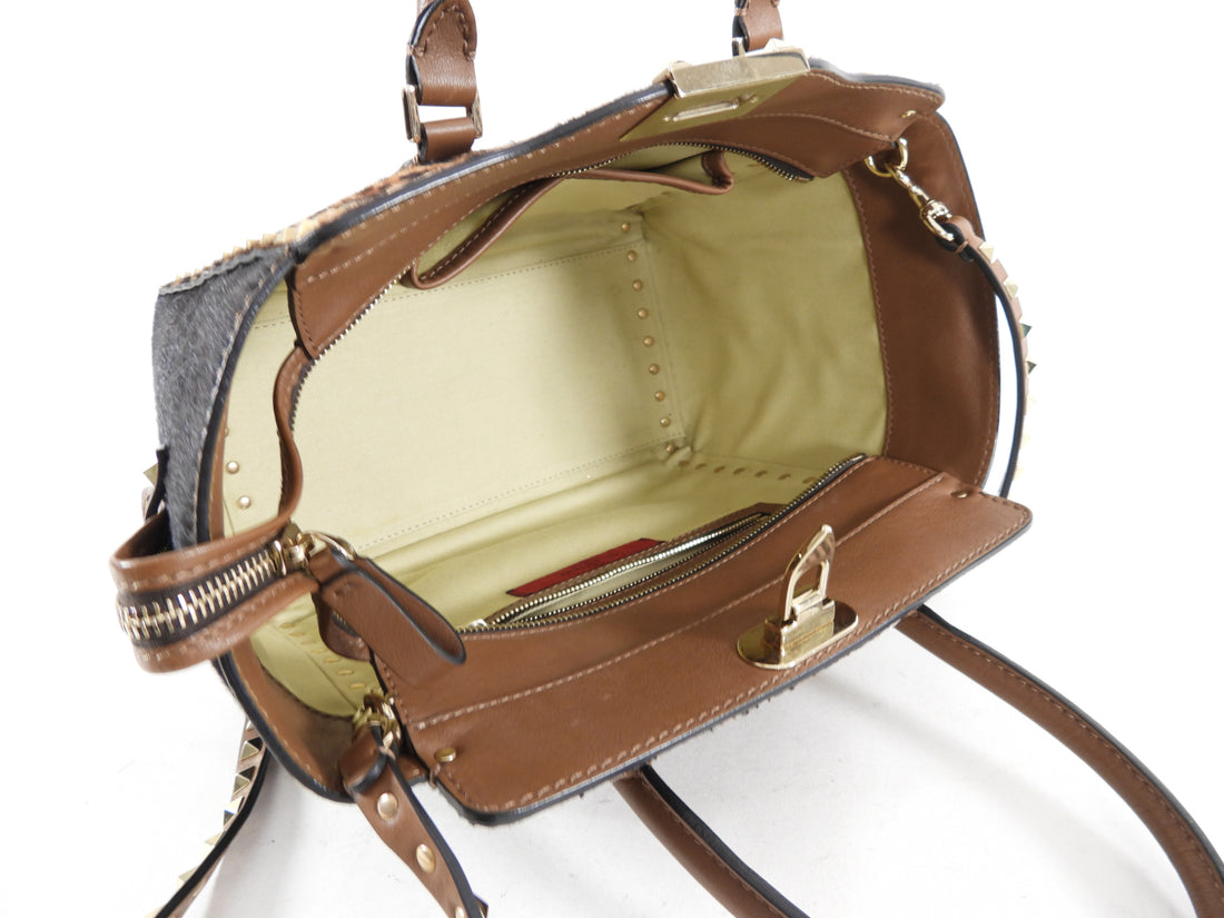Valentino Metallic Light Brown Leather Mini Rockstud Backpack