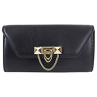 Valentino Black Leather Chain Link Continental Wallet 
