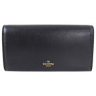 Valentino Black Leather Chain Link Continental Wallet 