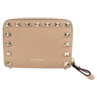 Valentino Nude Rockstud Leather Small Zip Wallet
