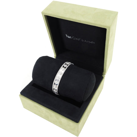 Van Cleef & Arpels 18k White Gold Diamond Perlee Clovers Bracelet