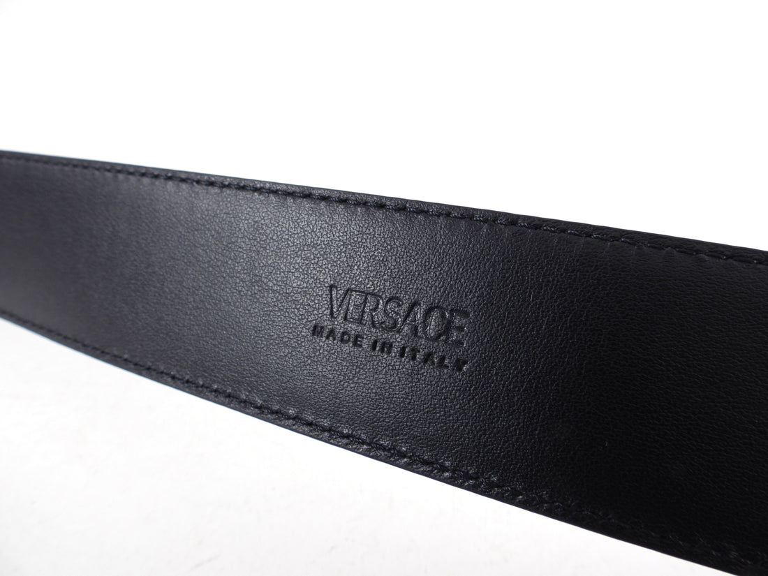 Versace Medusa Buckle Black Leather Belt - 29-33"