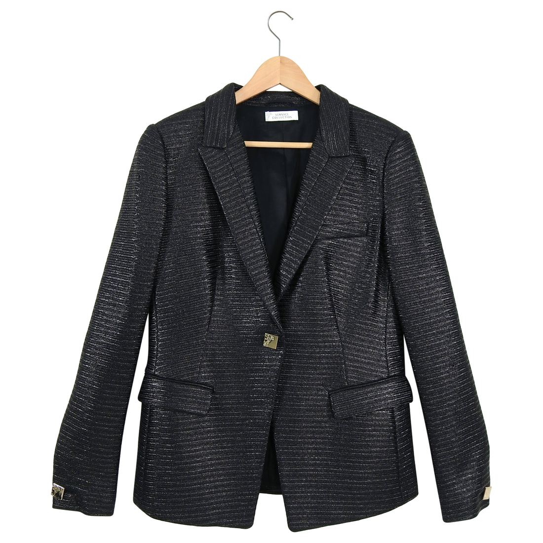 Versace Collection Black Coated Blazer Jacket - 10