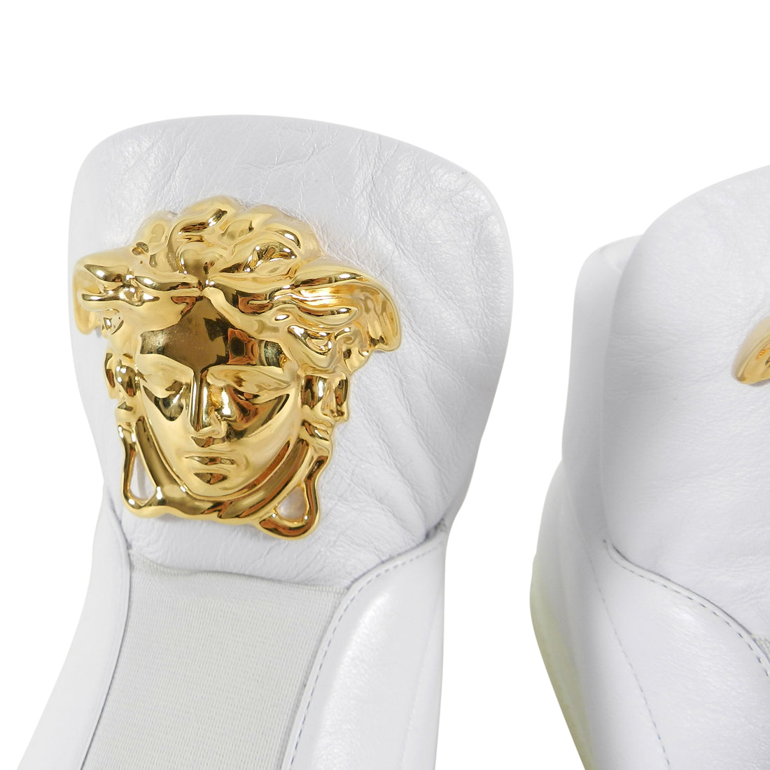 Versace White Leather Palazzo High Top Sneakers with Medusa - 10