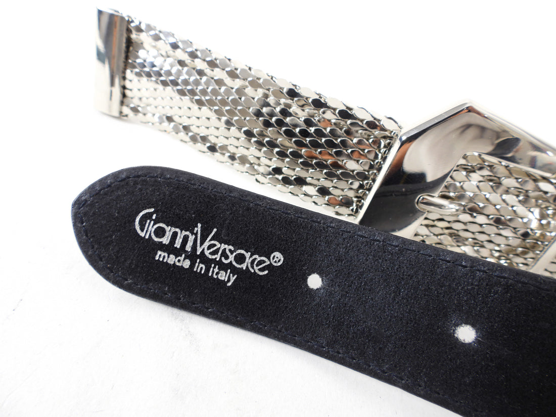 Gianni Versace Vintage 1990's Silver Mesh Belt - 30-33"