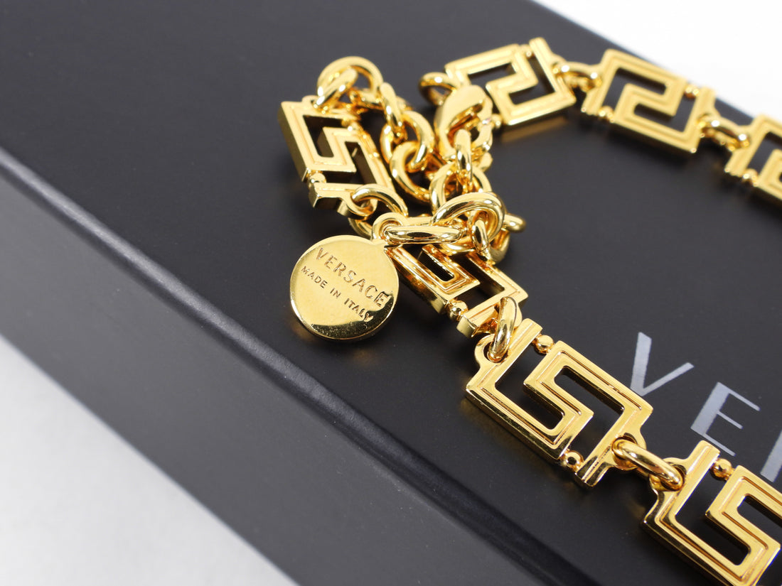 Versace Grecamania Greek Key and Medusa Link Necklace
