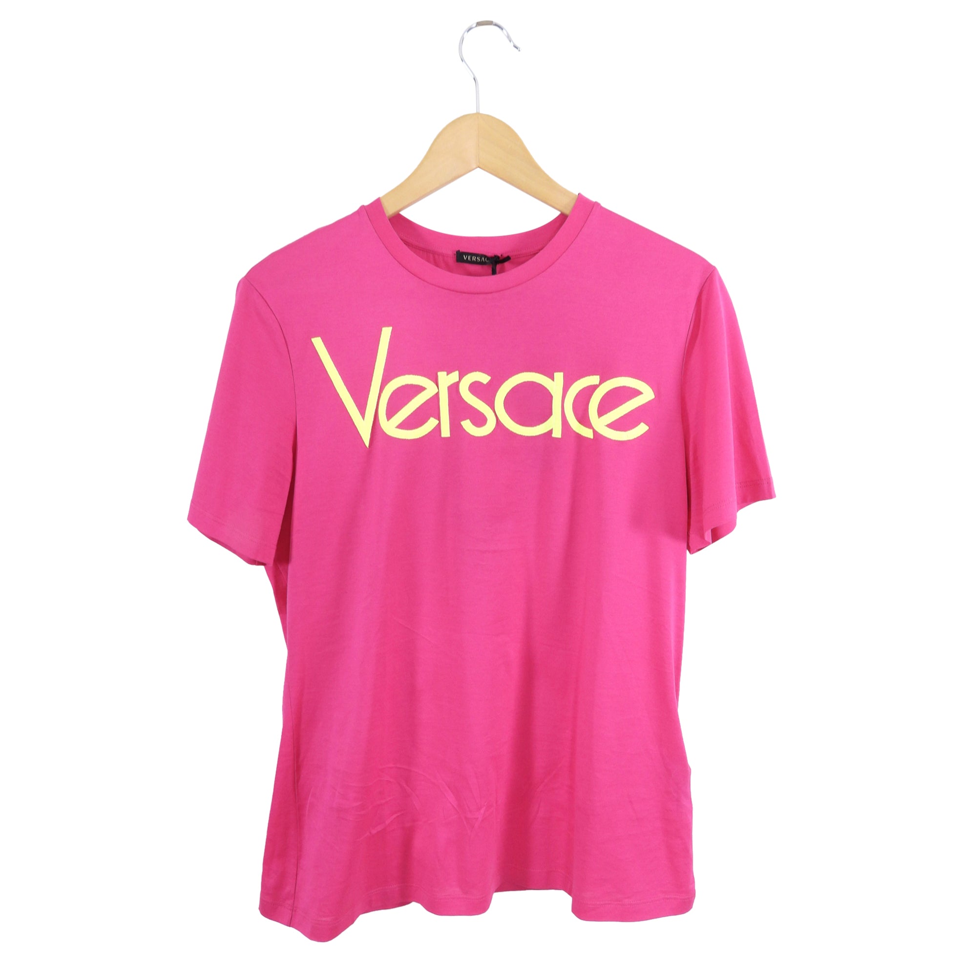 Tシャツ・カットソー VERSACE Women Tops 10188981A136102KQ70 Pink Versace Logo Embroidery T-Shirt - Women | 10188981A136102KQ70