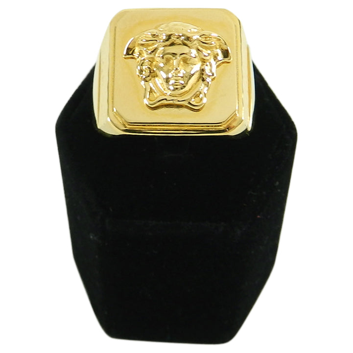 Versace Gold Medusa Head Signet Ring in Box