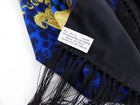 Gianni Versace Vintage Blue and Yellow Barocco Medusa Scarf