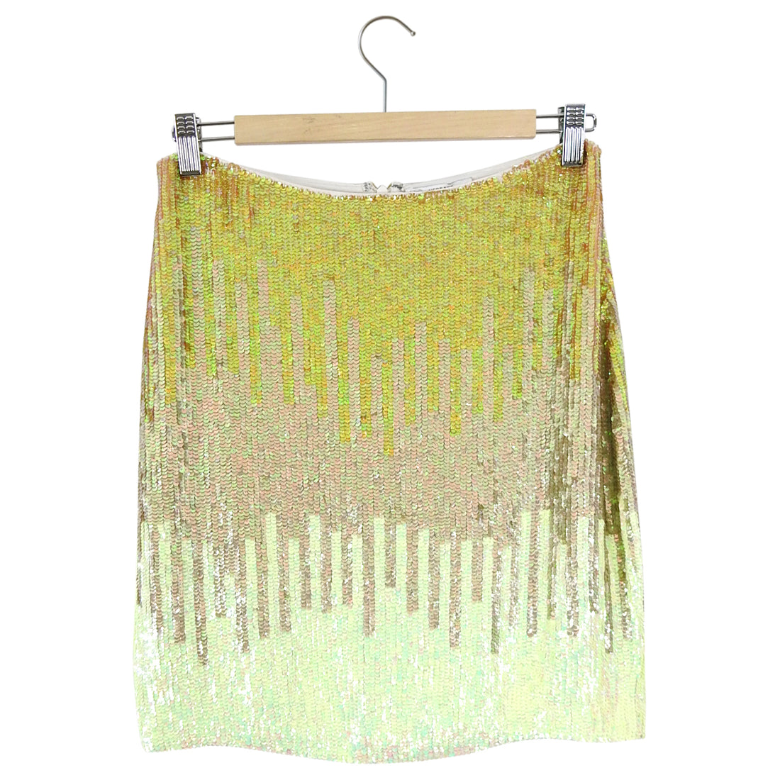 Versace Collection Iridescent Yellow Ombre Sequin Mini Skirt - S