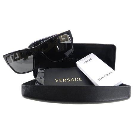 Versace Black Sunglasses with Gold Greek Key Sides 4296
