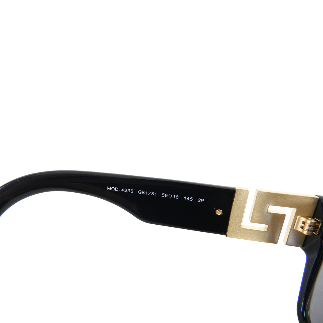 Versace Black Sunglasses with Gold Greek Key Sides 4296