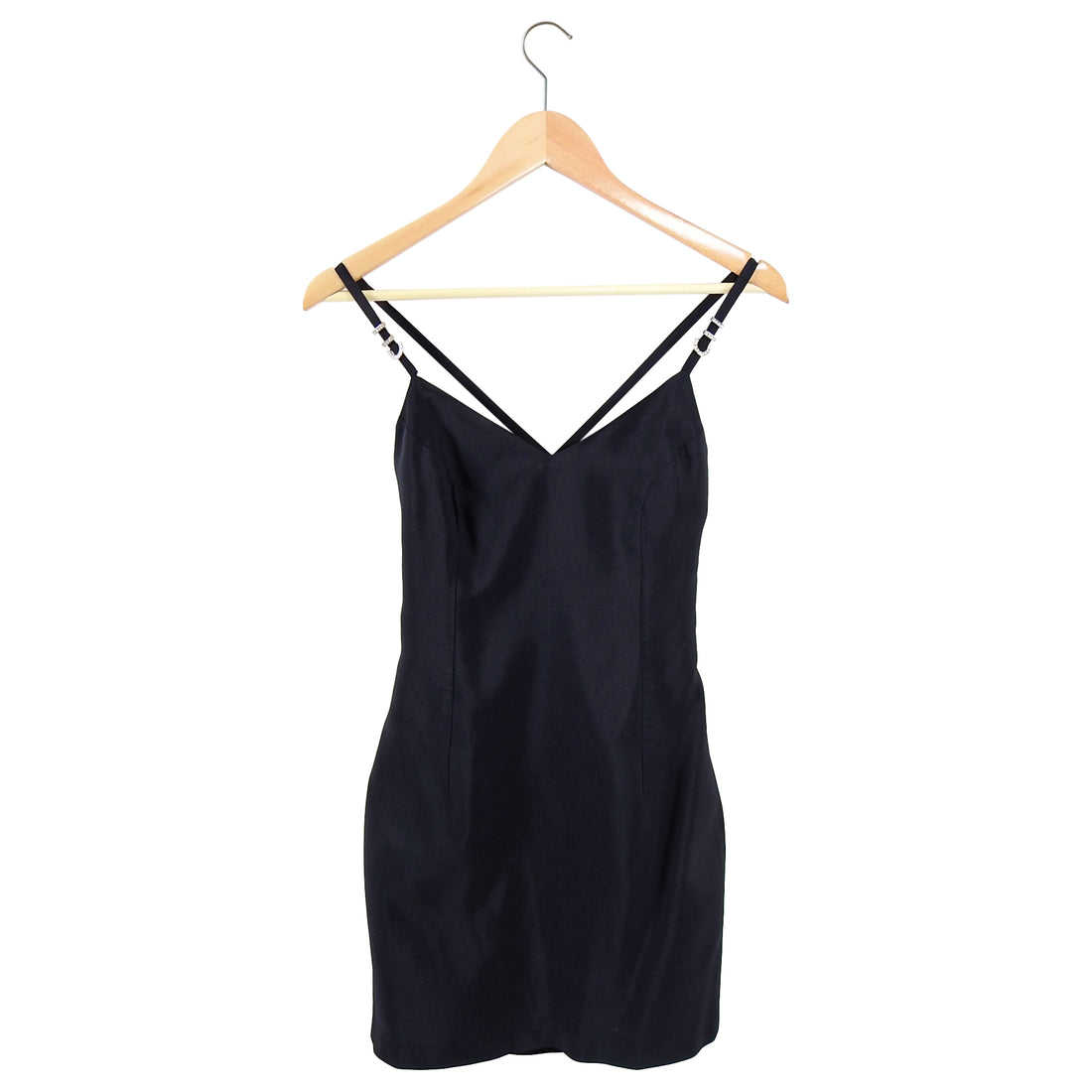 Versace Jeans Vintage Black Rayon Dress w Jewel Detail - XS