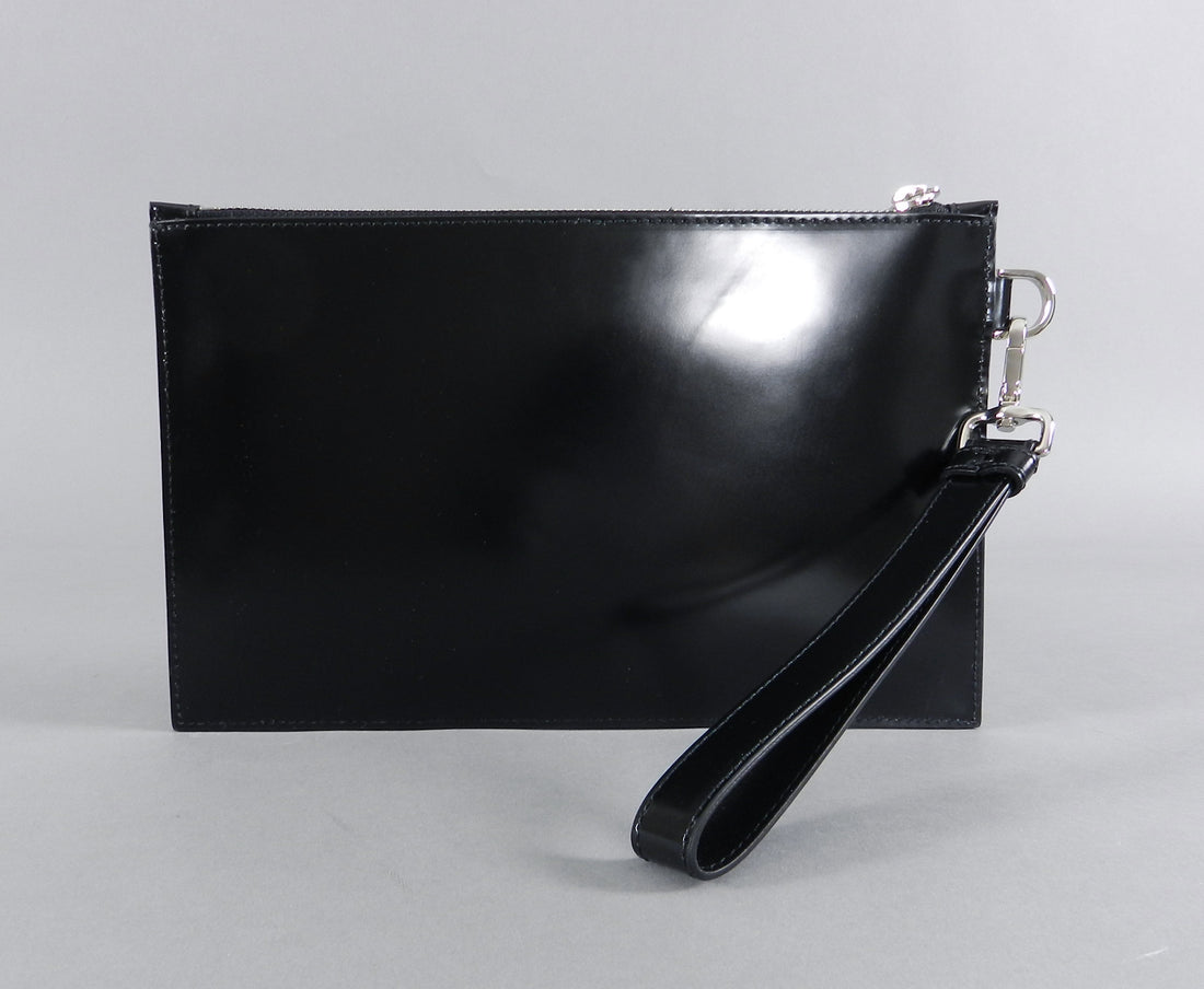Versace Color Block Leather Wristlet Clutch Bag