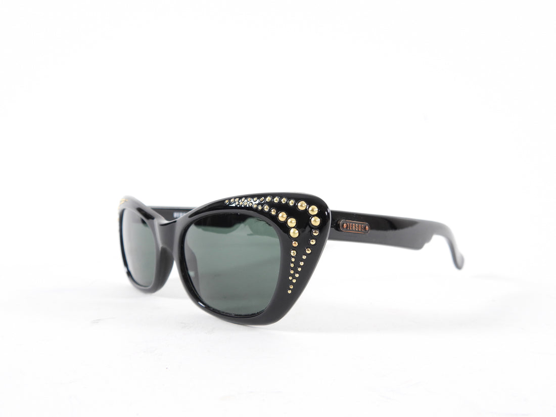Vintage Versus by Gianni Versace Black Cat Eye Stud Sunglasses