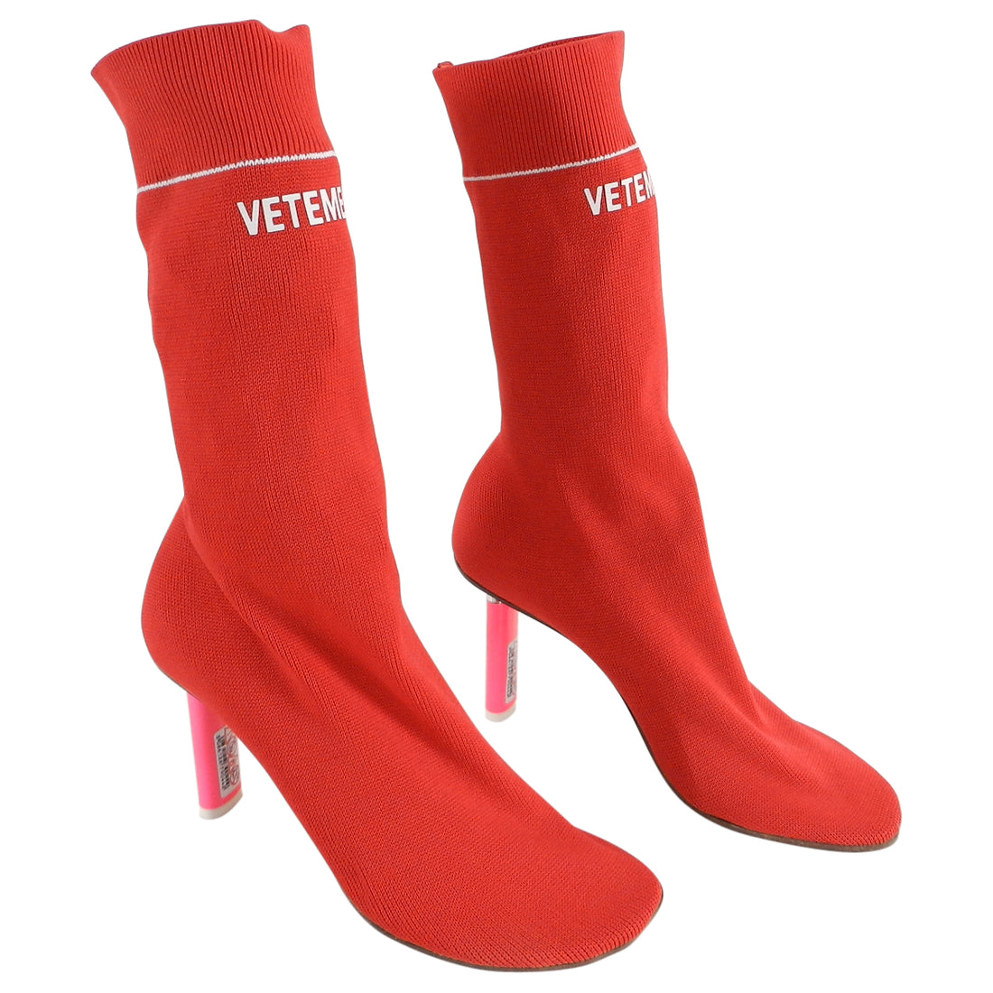Vetements Red Lighter Stretch Logo Sock Boots - 37 