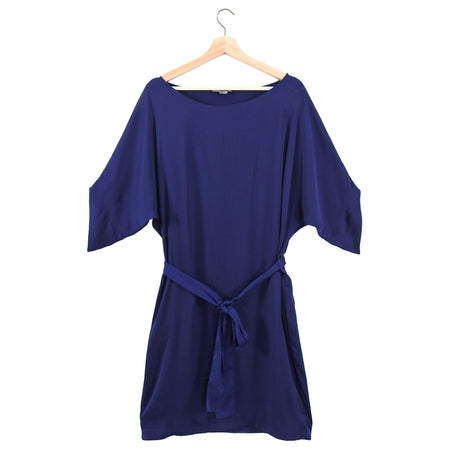 Vince Navy Short Sleeve Shift Dress with Sash Belt - L